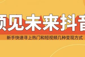 预见未来抖音新手实战操作，快速寻上热门和变现方式（共14节视频）