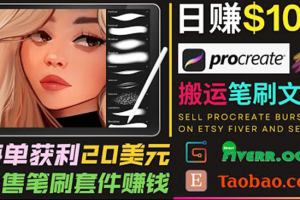 搬运出售Procreate笔刷文件赚钱，每单20美元，轻松日赚100美元