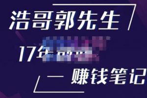 浩哥郭先生17年创业赚米笔记，打开你对很多东西的认知，让你知道原来赚钱或创业不单单是发力就行