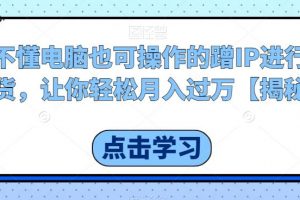 不懂电脑也可操作的蹭IP进行带货，让你轻松月入过万【揭秘】