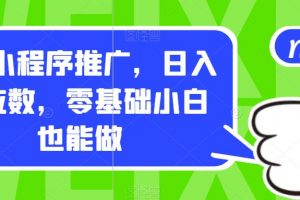 0撸小程序推广，日入四位数，零基础小白也能做【揭秘】