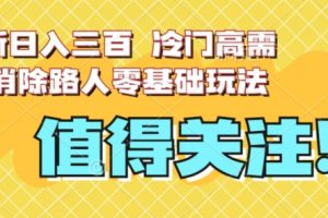 最新日入三百，冷门高需求消除路人零基础玩法【揭秘】