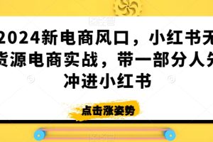 2024新电商风口，小红书无货源电商实战，带一部分人先冲进小红书