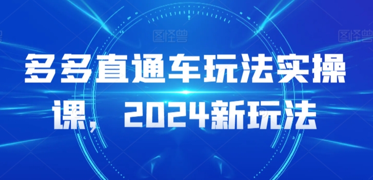 多多直通车玩法实操课，2024新玩法