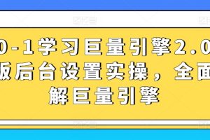 从0-1学习巨量引擎2.0升级版后台设置实操，全面了解巨量引擎