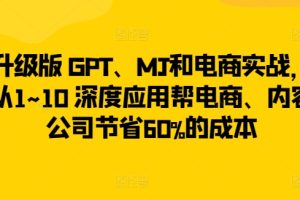 升级版 GPT、MJ和电商实战，从1~10 深度应用帮电商、内容公司节省60%的成本