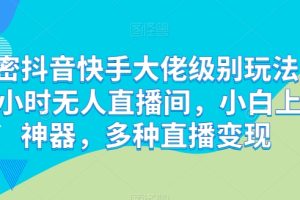 解密抖音快手大佬级别玩法，24小时无人直播间，小白上手神器，多种直播变现【揭秘】