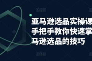 亚马逊选品实操课程，手把手教你快速掌握亚马逊选品的技巧