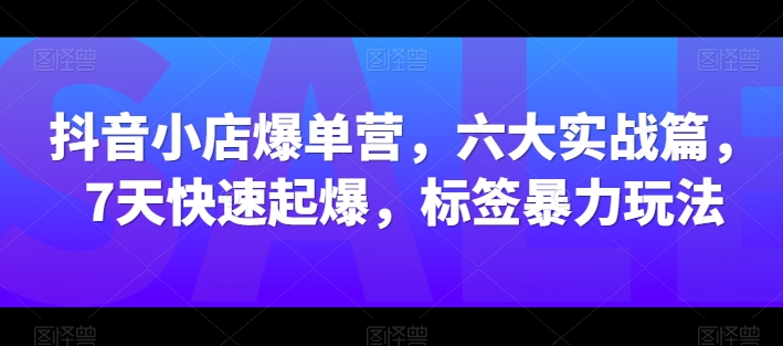 抖音小店爆单营，六大实战篇，7天快速起爆，标签暴力玩法