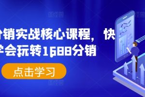 1688分销实战核心课程，快速学会玩转1688分销