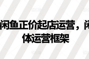 2024闲鱼正价起店运营，闲鱼整体运营框架