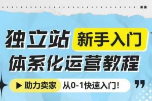 独立站新手入门体系化运营教程，助力独立站卖家从0-1快速入门!