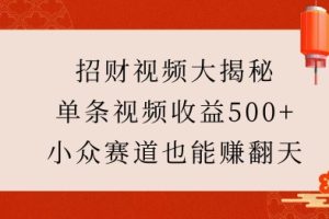 招财视频大揭秘：单条视频收益500+，小众赛道也能挣翻天!