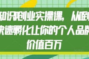 知识IP创业实操课，从0到1快速孵化让你的个人品牌价值百万